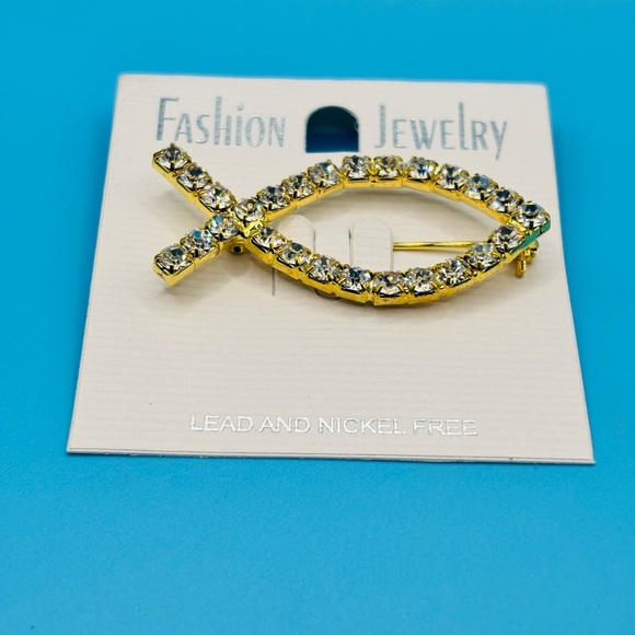 Gold Rhinestone Ichthys Fish Symbol - Picture 2 of 4